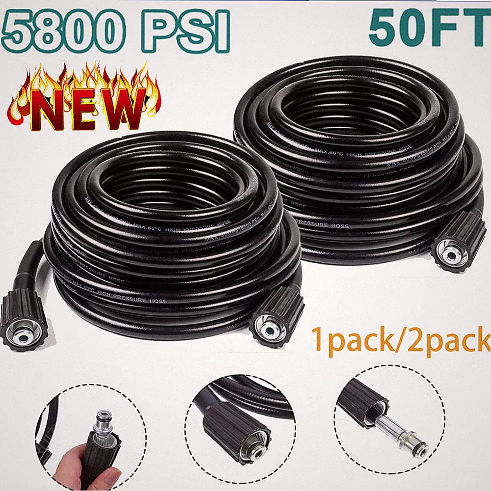 50FT 5800PSI Replacement High Pressure Power Washer Hose -3/8" Quick Connect USA