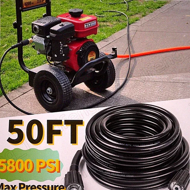 50FT High Pressure Washer Hose 5800PSI M22 14MM Power Washer Extension Hose USA