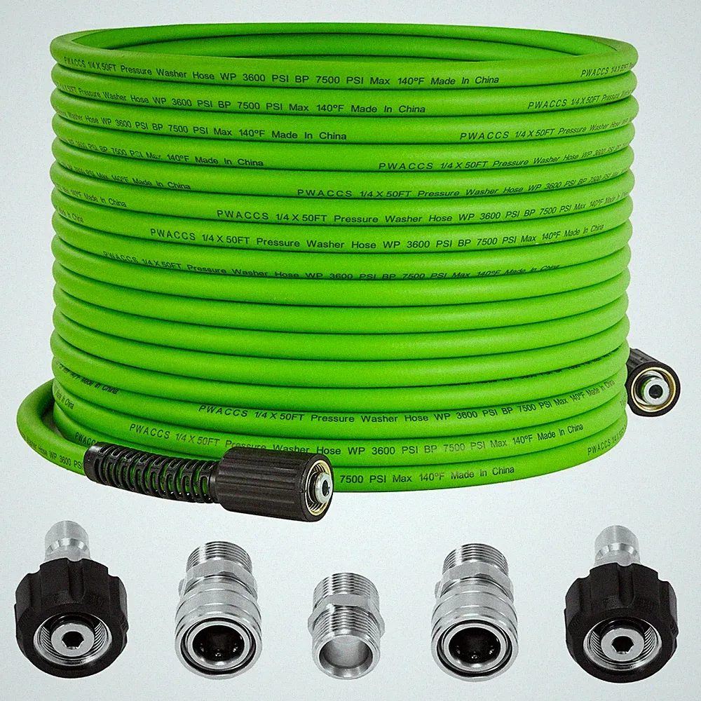50ft Kink Resistant Pressure Washer Hose Universal M22 Fittings 3600 PSI Extensi