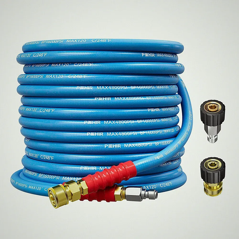 50ft Pressure Washer Hose 3/8" 4800 PSI Steel Braided for Hot/Cold Water