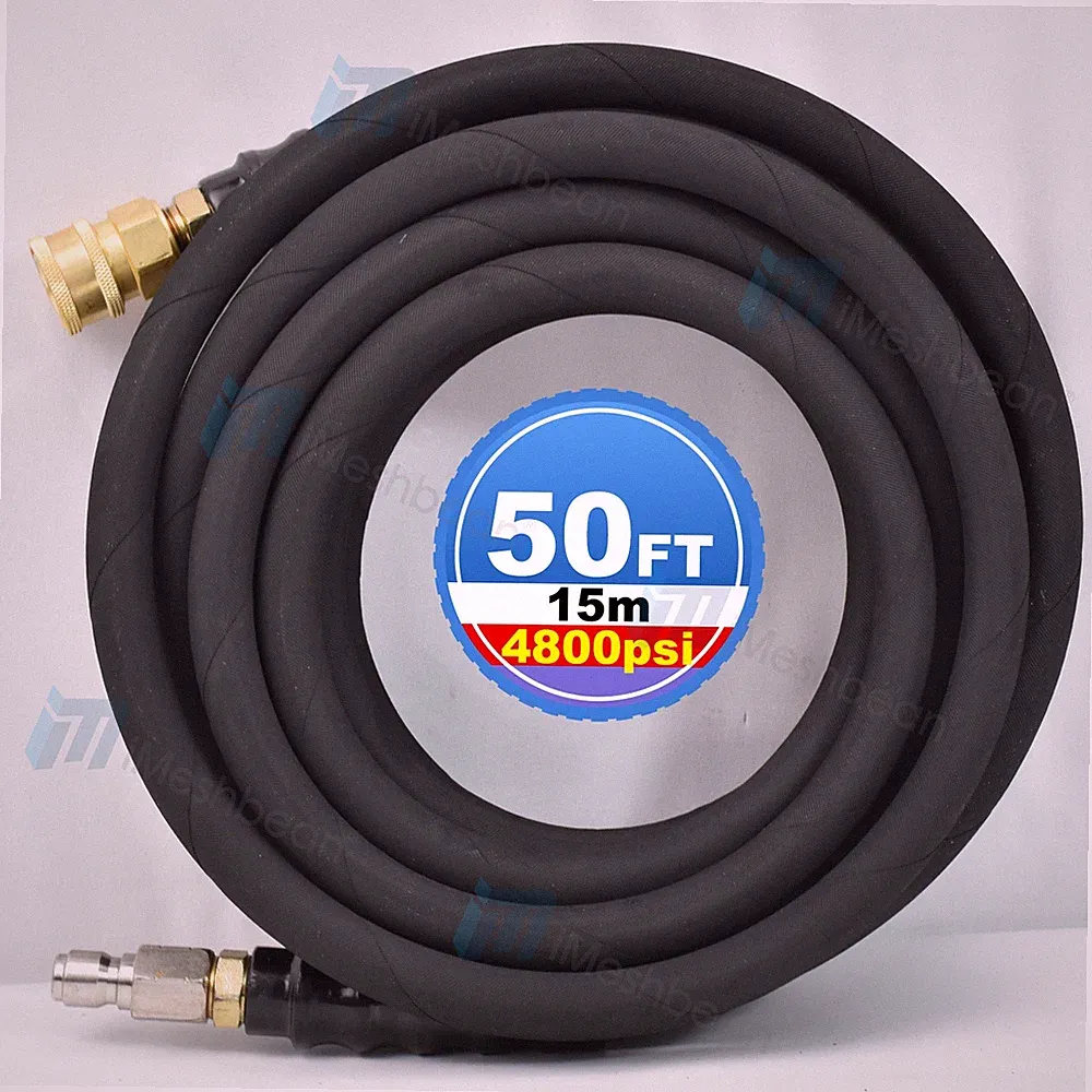 50ft Pressure Washer Hose 4800PSI Non-Marking 3/8" Couplers Hot&Cold Water 275℉
