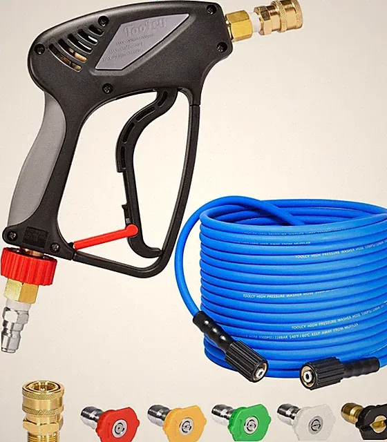 50ft Pressure Washer Hose & Gun Kit, 3/8" M22-14mm, Kink Resistant