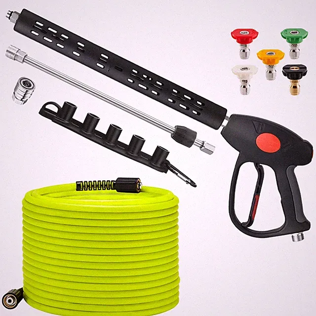 50FT Pressure Washer Hose & Gun Kit, 5 Nozzle Tips, M22-14mm Fitting, Universal