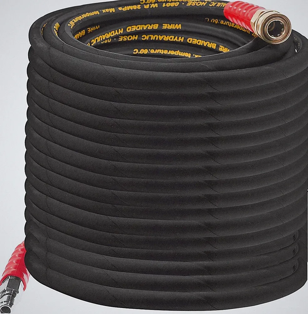 50FT Pressure Washer Hose with 3/8 Inch Quick Connect, High Tensile Wire Power W