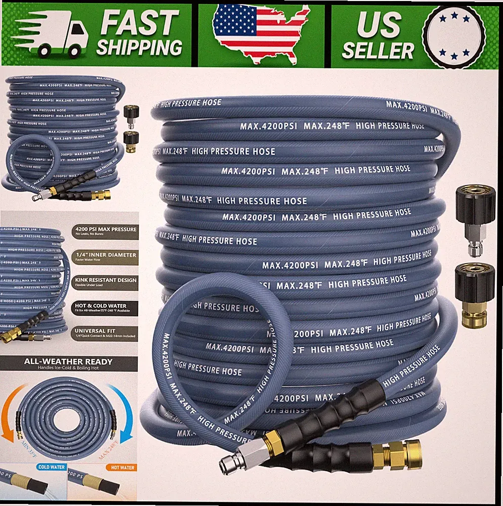 50ft Pressure Washer Hose with 3/8" Quick Connect, 4200 PSI
