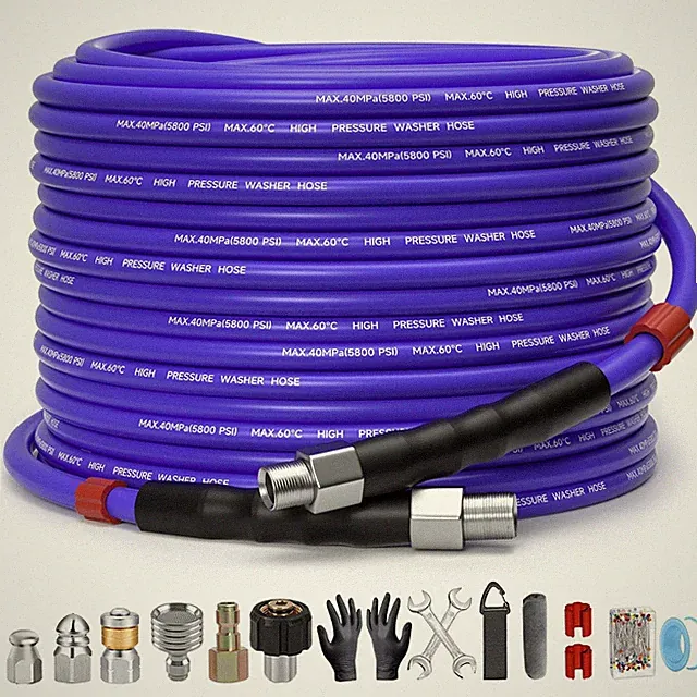 50FT Sewer Jetter Kit for Pressure Washer 1/4"NPT Drain Cleaner Hose 5800PSI...