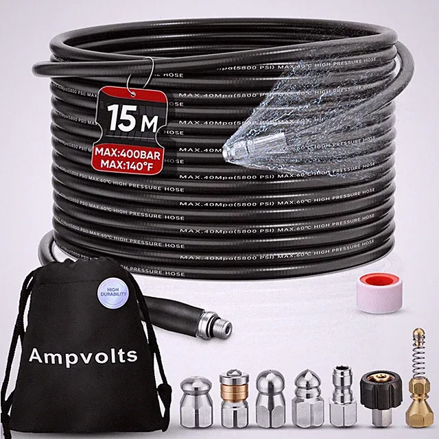 50FT Sewer Jetter Kit for Pressure Washer, 5800 PSI Drain Cleaning Hose with...