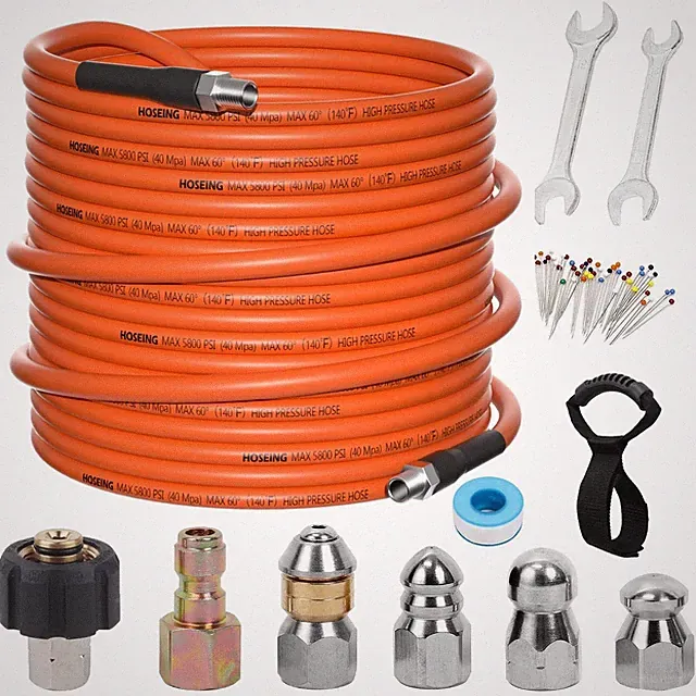 50FT Sewer Jetter Kit for Pressure Washer, 5800 PSI Water Jet Drain Cleaner H...