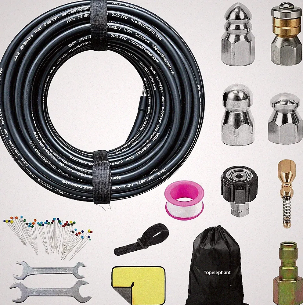 50FT Sewer Jetter Kit for Pressure Washer, 5800PSI High Pressure 1/4’’ NPT Drain