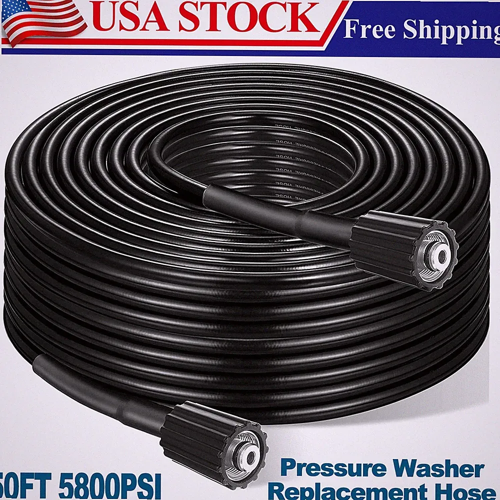 50FT x 1/4 Inch 5800 MAX PSI Pressure Washer Replacement Extension Hose M22 14MM