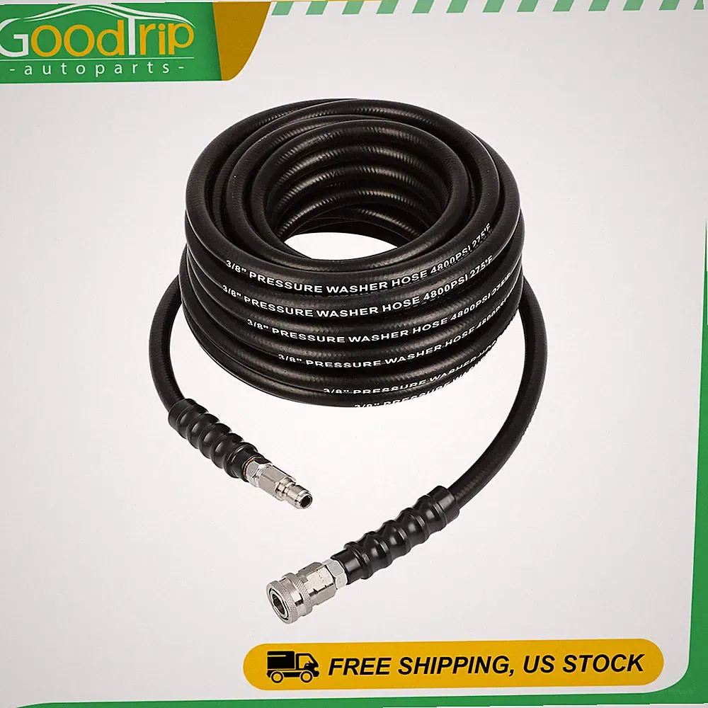 50FT x 3/8" 5000 psi Hot High Pressure Washer Extension Hose Black Non-Marking