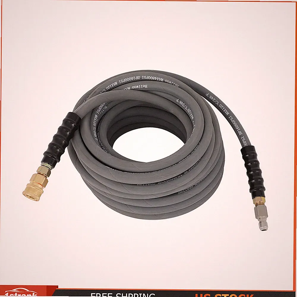 50ft x 3/8" Pressure Washer Hose 4000 PSI Gray With Couplers