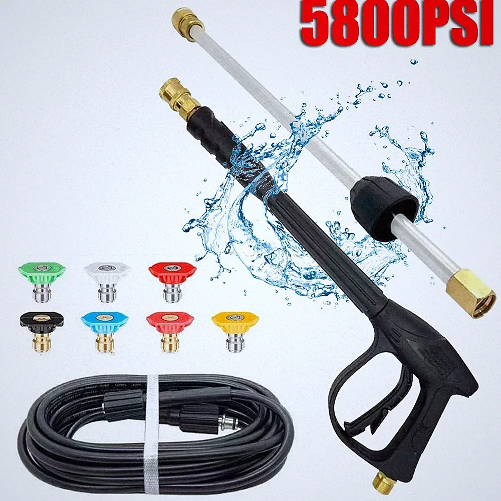 5800PSI High Pressure Car Power Washer Gun Spray Wand Lance Nozzle and Hose Kit