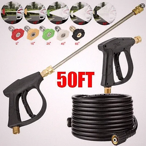 5800PSI High Pressure Car Power Washer Gun Spray Wand Lance Nozzle + Hose Kit