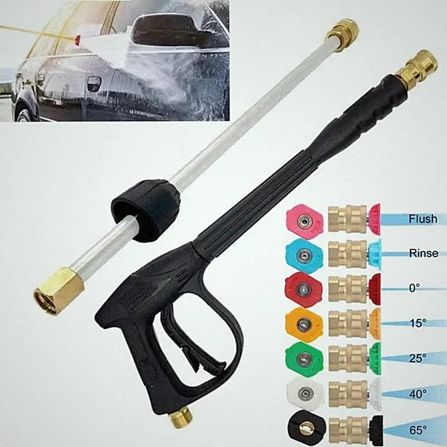 5800PSI High Pressure Car Power Washer Spray Gun Wand Lance w/7 Nozzle Tips Kits