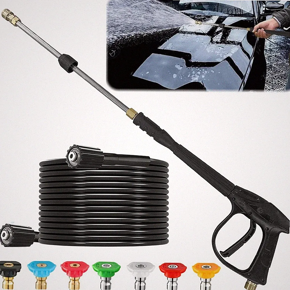 5800PSI Pressure Car Power Washer Spray Gun Wand Lance 7 Nozzles Tip Hose Kit