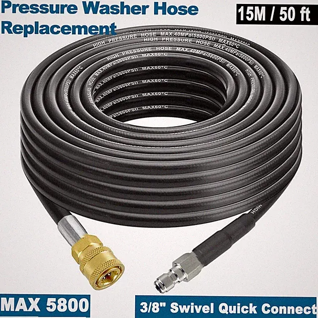 5800PSI Pressure Washer Hose 50FT 3/8" Swivel Quick Connect 1/4" Extension Tube