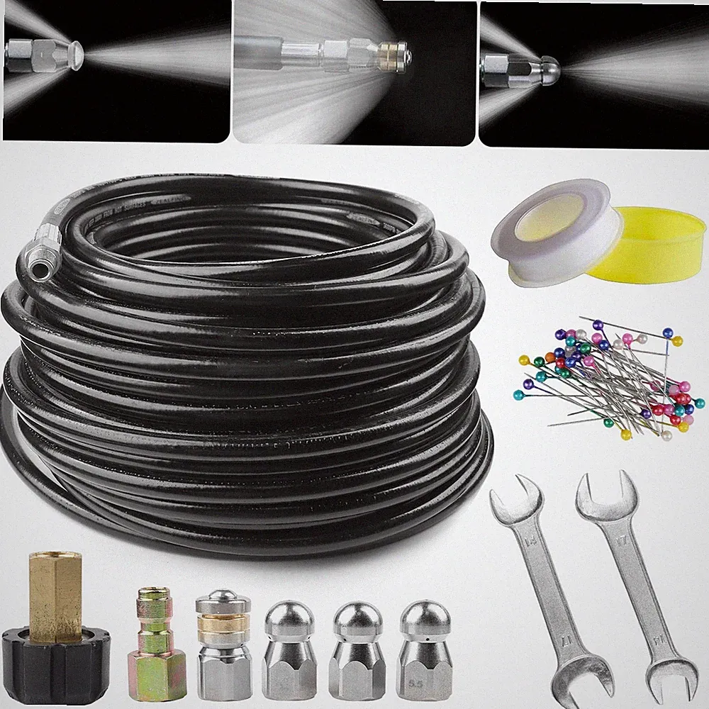 5800PSI Sewer Jetter Kit 100FT High Pressure Drain Cleaning Hose Pressure Washer