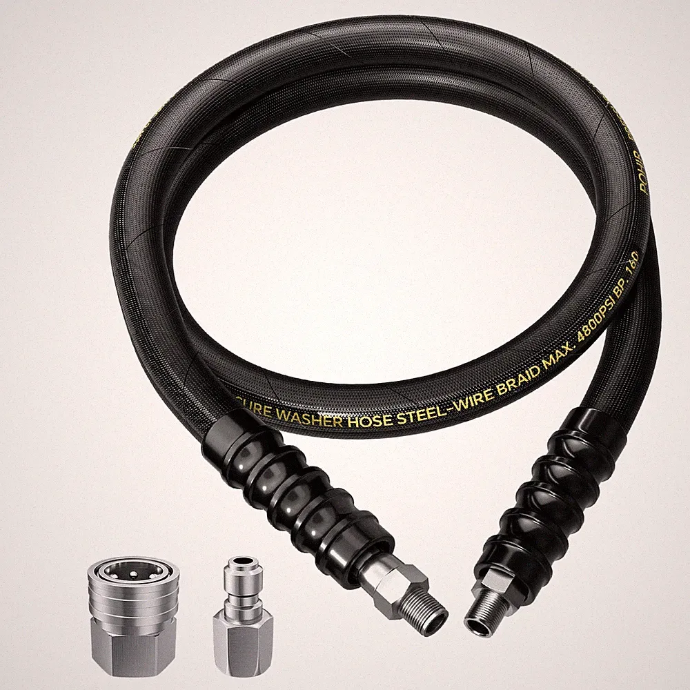 5ft Pressure Washer Whip Hose 4800 PSI 3/8in Steel Braided QuickConnect