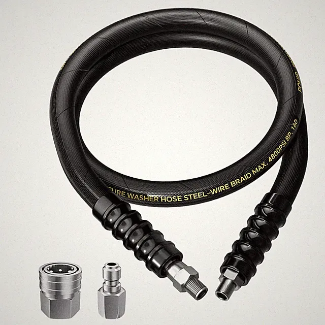 5ft Pressure Washer Whip Hose 4800 PSI 3/8in Steel Braided QuickConnect