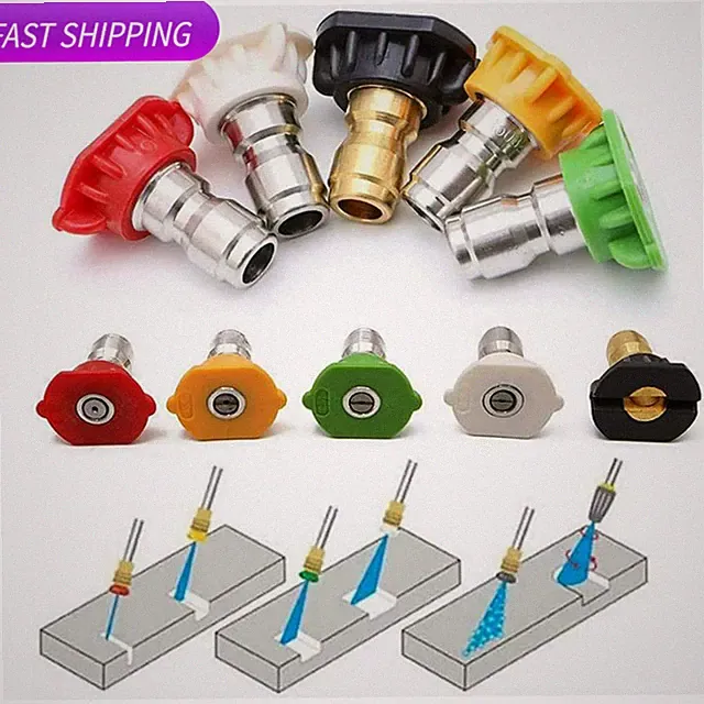 5PC/Set Pressure Washer Spray Tips Nozzles High Power Kit Quick Connect 1/4" Set