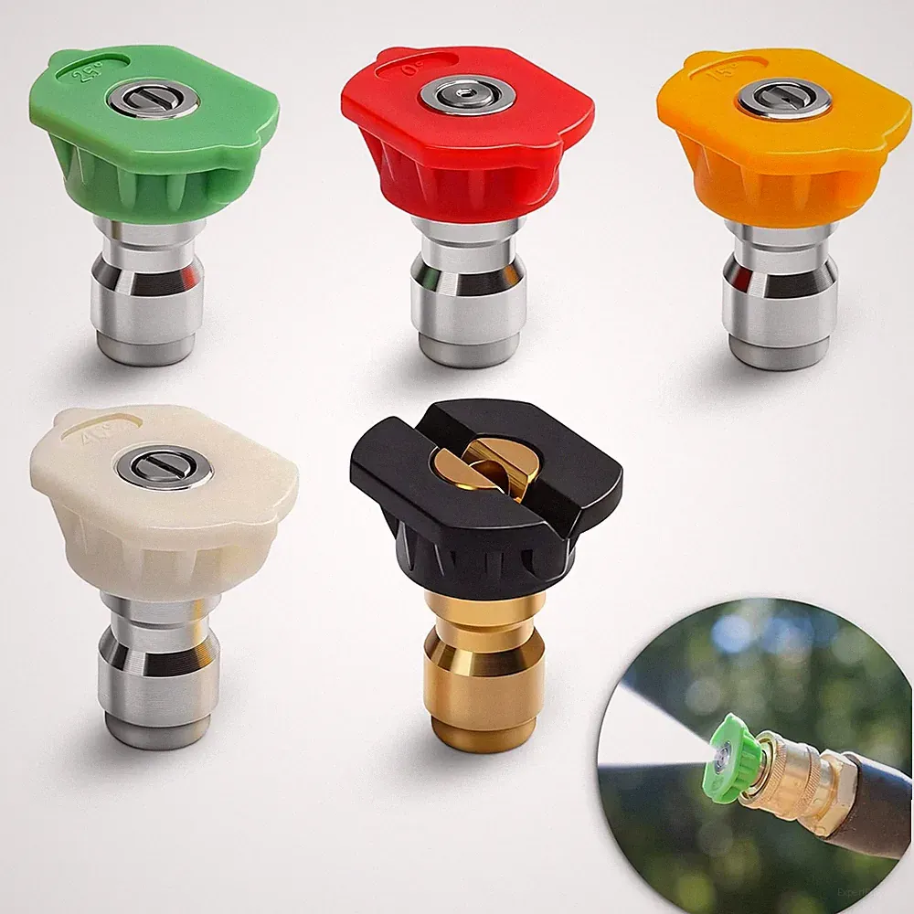 5PCS Pressure Washer Nozzle Tips – 1/4" Quick Connect, 2700 PSI Spray Nozzles, 0