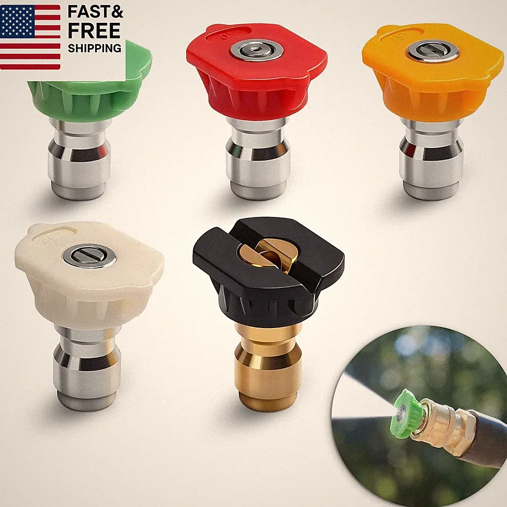 5PCS Pressure Washer Nozzle Tips – 1/4" Quick Connect, 2700 PSI Spray Nozzles