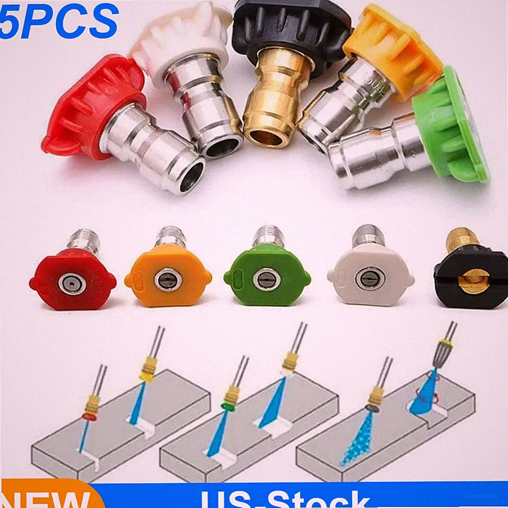 5PCS Pressure Washer Spray Nozzle Set Quick Connect 1/4" High Power Tips