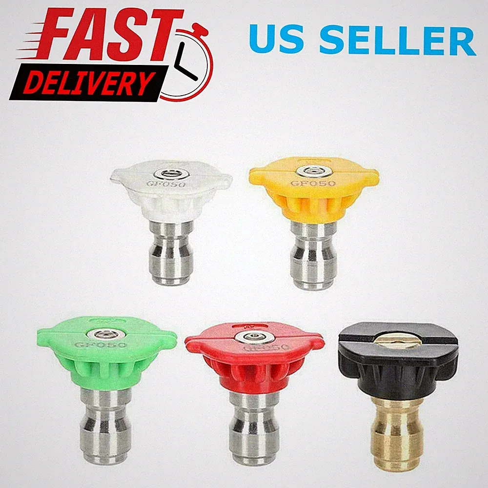 5pcs Pressure Washer Spray Tips Nozzles High Power Kit Quick Connect 1/4" Set US
