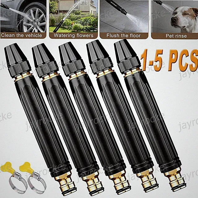5X Larnto High Pressure Water Gun Hose Nozzle Adjustable Spray Patterns for Car