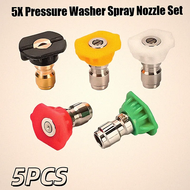 5X Pressure Washer Spray Nozzle Set High Power Tips Quick Connect 1/4" New