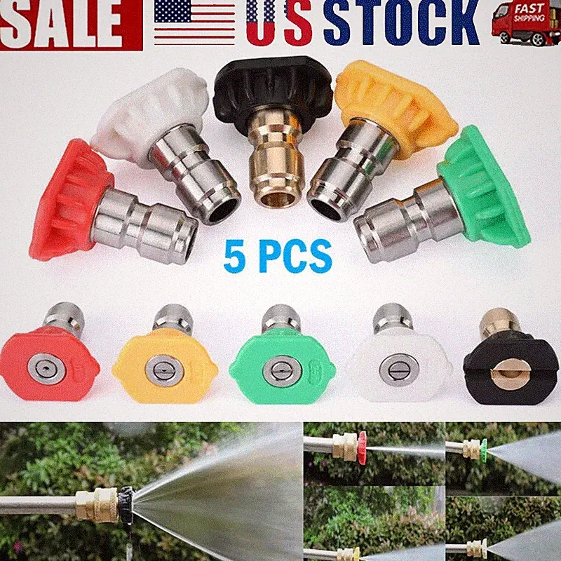 5x Pressure Washer Spray Tips Nozzles High Power Kit Quick Connect 1/4" Set
