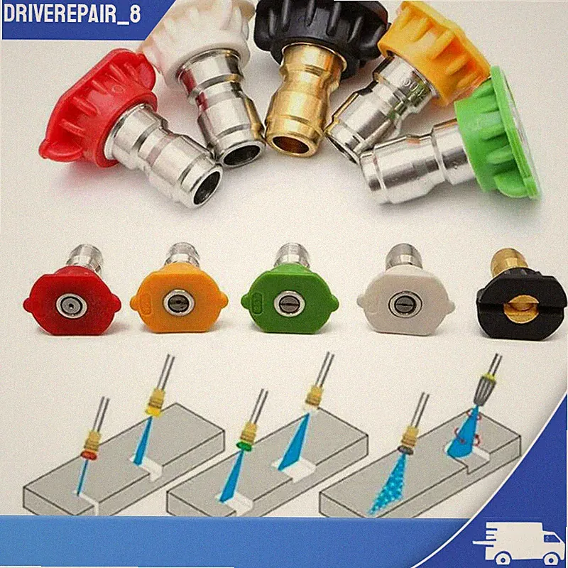 5X Pressure Washer Spray Tips Nozzles High Power Kit Quick Connect 1/4" Set