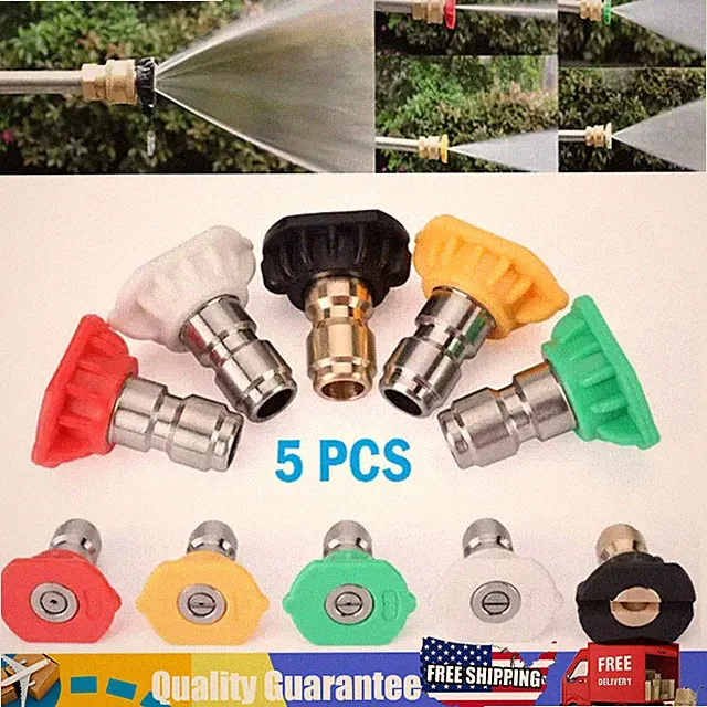 5x/Set Pressure Washer Spray Tips Nozzles High Power Kit Quick Connect 1/4" Set