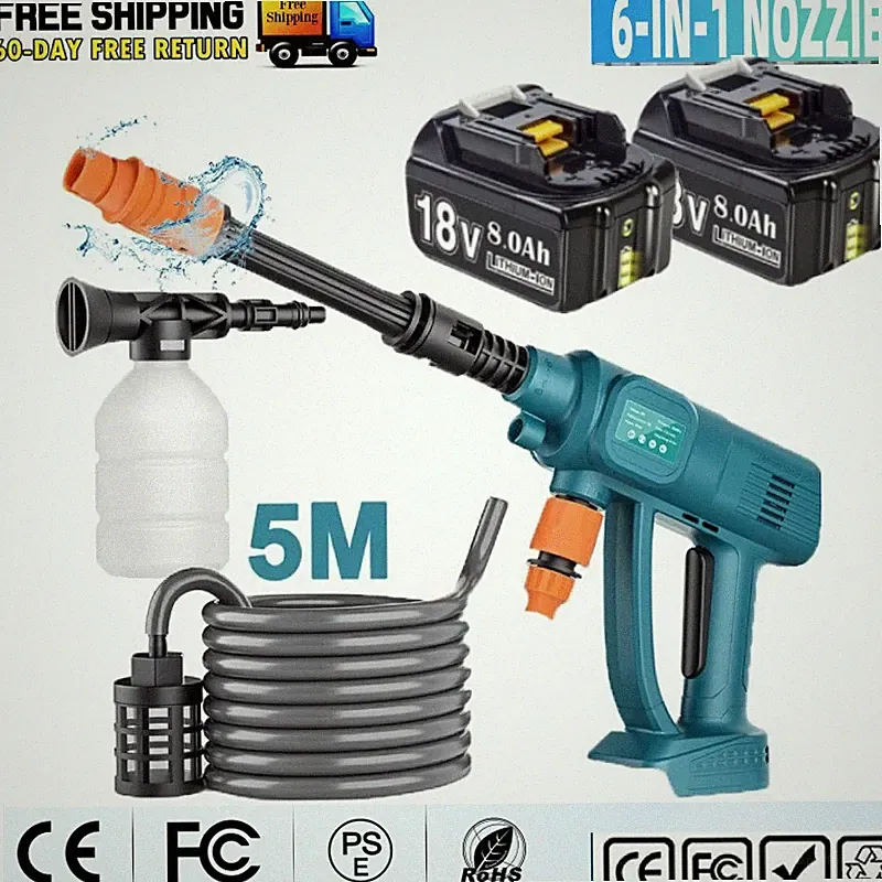 6-in-1 Cordless High Pressure Washer Gun Jet Water Cleaner For Makita battery