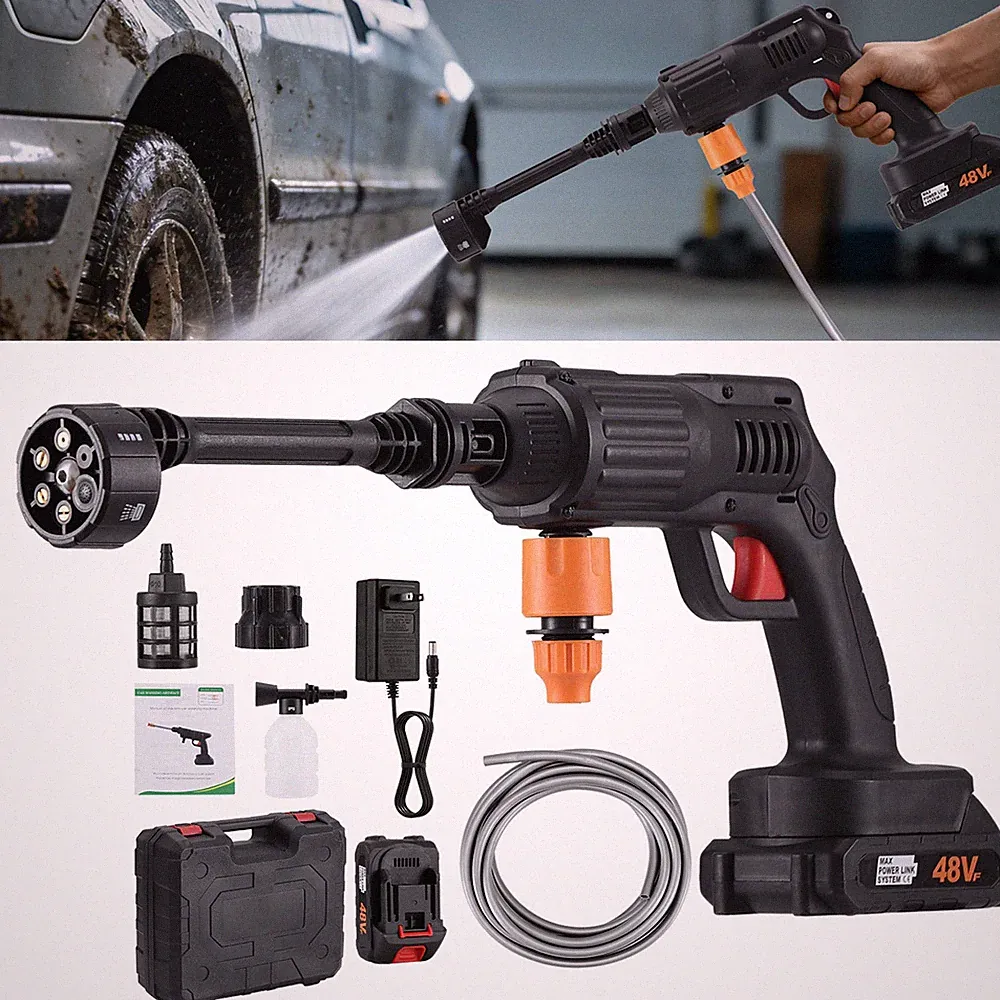 6-in-1 Cordless High Pressure Washer Gun Spray Nozzle Multifunctional Cleaning