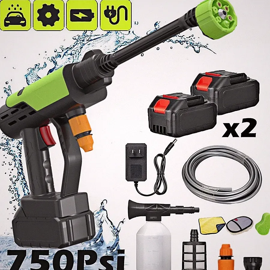 6-in-1 Cordless Power Washer Max 750 PSI Portable Pressure Washer 2 Batteries