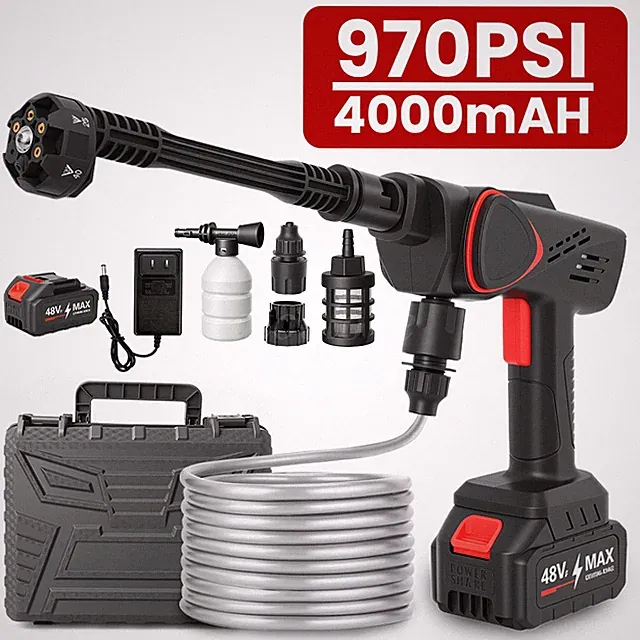 6 in 1 Cordless Power Washer Portable Pressure Washer Car Washer Gun 2 Batteries