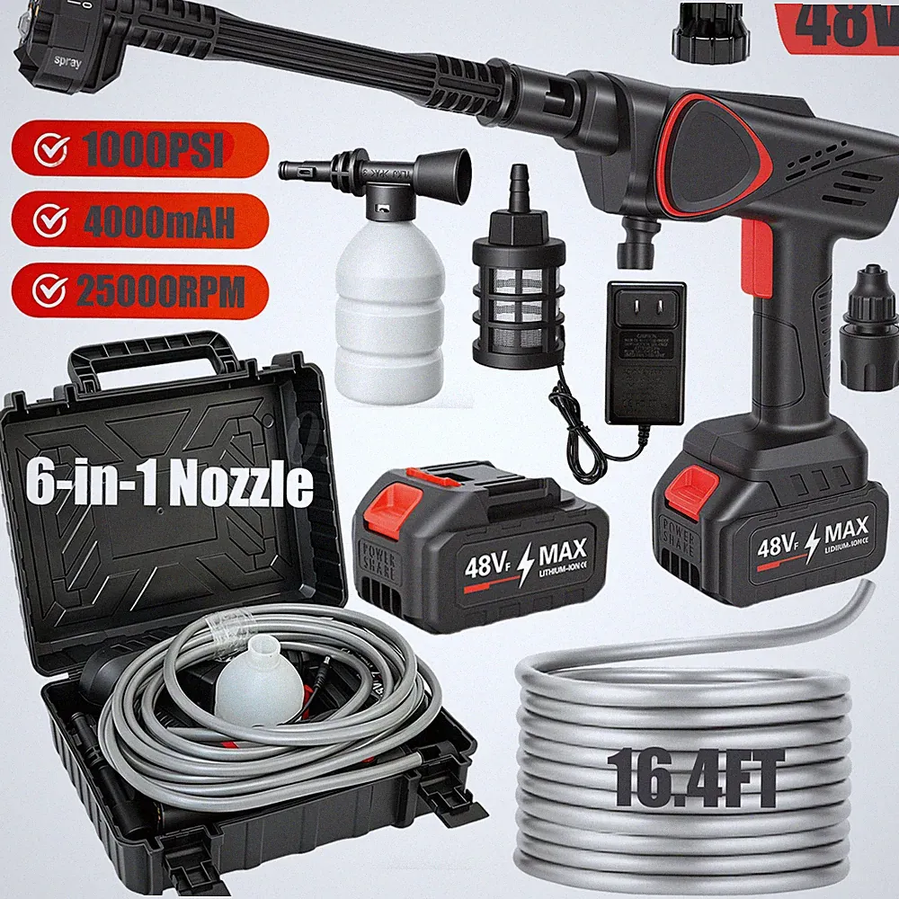 6 in 1 Cordless Pressure Washer Portable Electric High Pressure Water Spray Gun