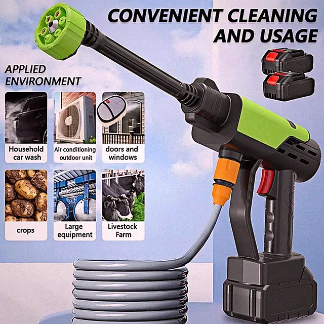 6-in-1 Nozzle Portable Handheld Power Washer Brushless 750PSI,2*20000mAh Battery