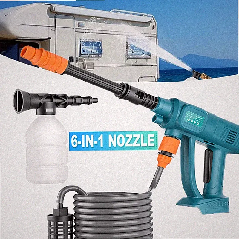 6 IN1 High Pressure Washer Gun Car Wash Foam Spray Short Wand For Makita 18V