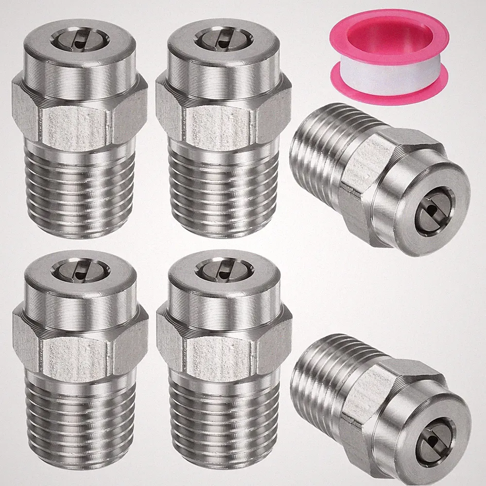 6 Pack Surface Clean Tips - 15 Degree 1/4" NPT Male Pressure Washer Nozzles C...