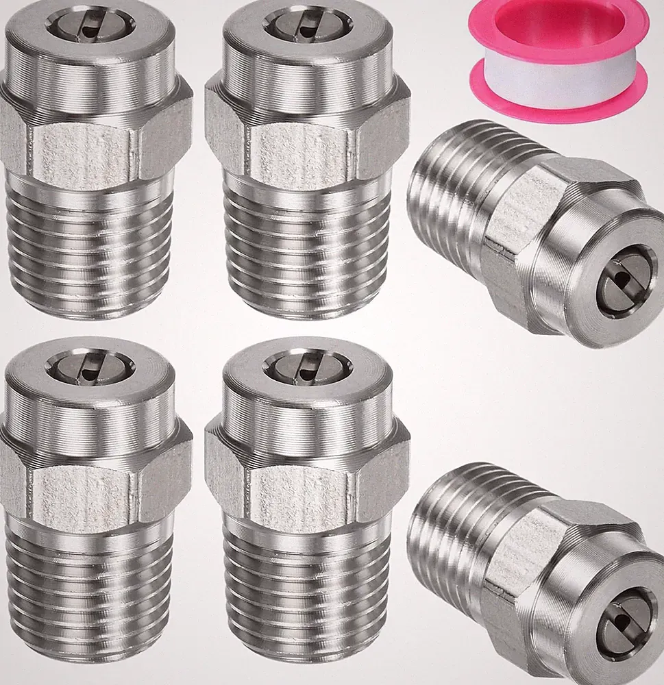 6 Pack Surface Clean Tips - 15 Degree 1/4" NPT Male Pressure Washer Nozzles Clea