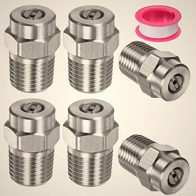6 Pack Surface Clean Tips - 15 Degree 1/4" NPT Male Pressure Washer Nozzles Clea