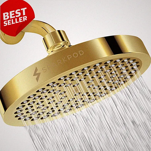 6'' Rain Shower Head High Pressure Gold Adjustable Easy Clean Luxury