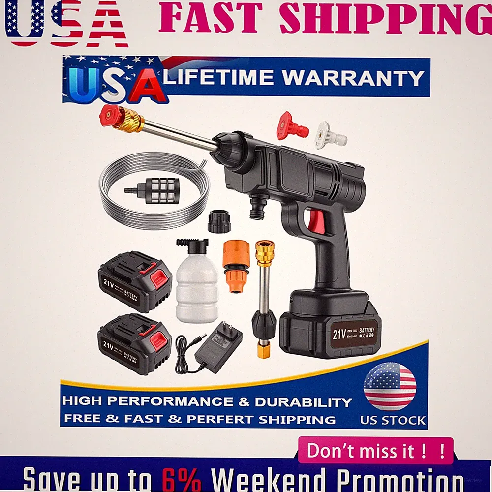 600W Battery Powered Washer Cordless High Pressure Gun for Car Patio Fence Clean