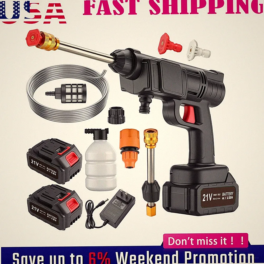 600W Cordless Pressure Washer High Power Gun for Car Floor Patio Cleaning Tool