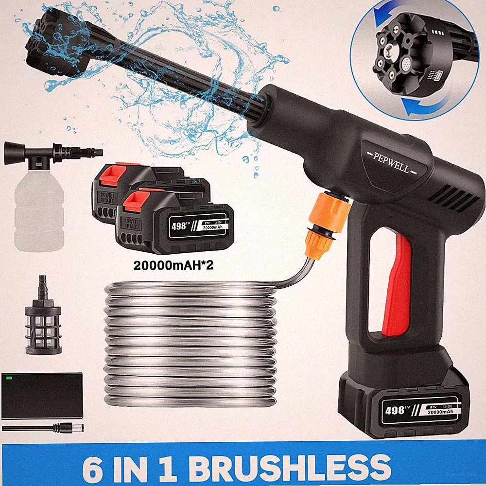 60Bar Cordless High Pressure Car Washer Spray Water Gun 20000mAh Foam Generator