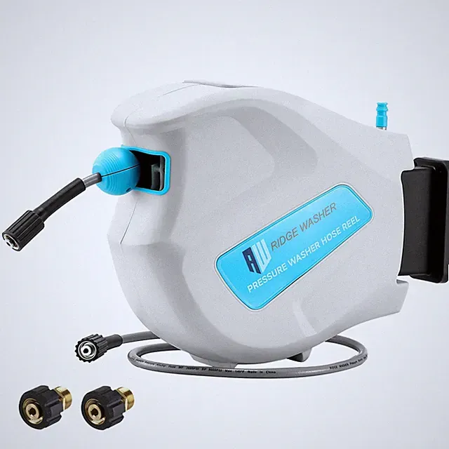 65 FT x 1/4" Pressure Washer Hose Reel, M22-14mm Fitting, Auto Rewind