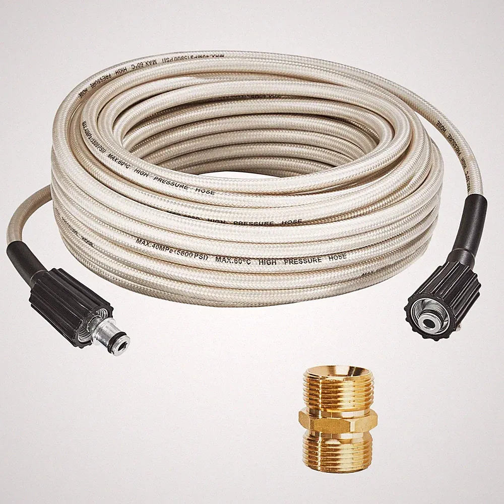 65FT Upgraded Extra Long Pressure Washer Hose 1/4 Inch, 3000 PSI, M22-14mm Fl...
